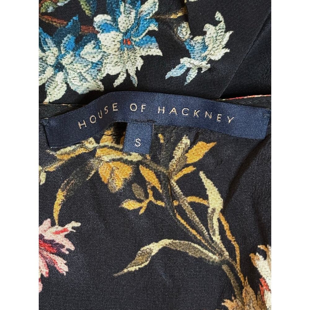 House Of Hackney Silk Floral Dress Velvet Trim Small - Picture 4 of 9